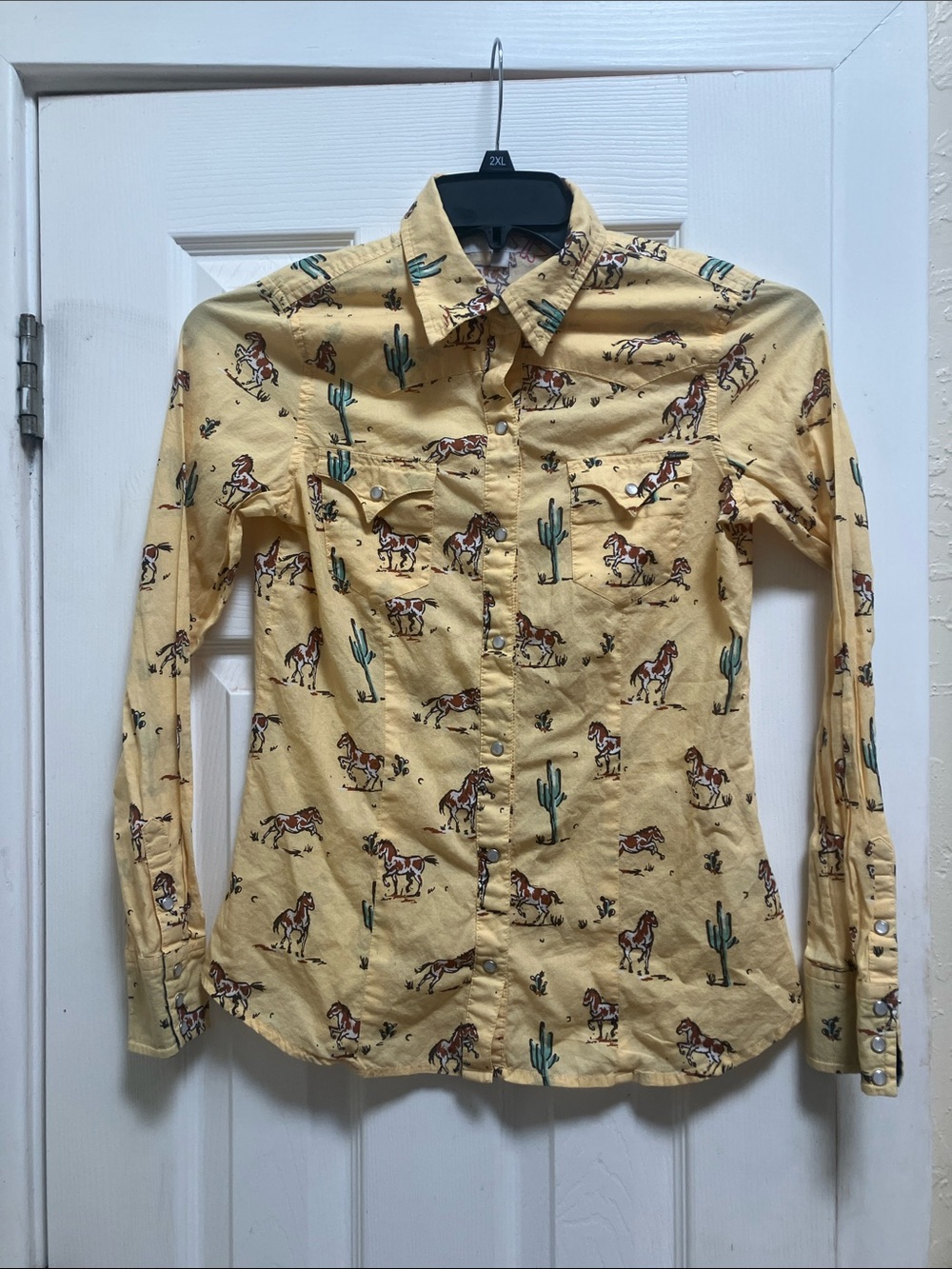 Tin Haul Yellow Horse & Cactus Western Button-Down Shirt